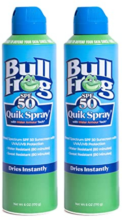 Bullfrog Quik Spray Sunscreen SPF 50 | Oxybenzone & Octinoxate Free | Broad Spectrum Moisturizing UVA/UVB, 2 pack