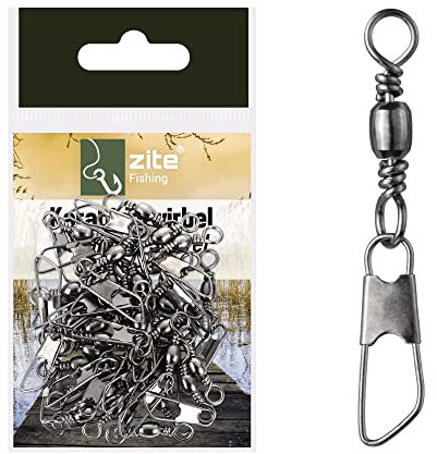 Zite Fishing Angelwirbel - Karabinerwirbel - 30 Stück Wirbel Angeln in Tüte als Angel-Zubehör - Basis Schnurverbinder für den Angler (#6/13 kg)