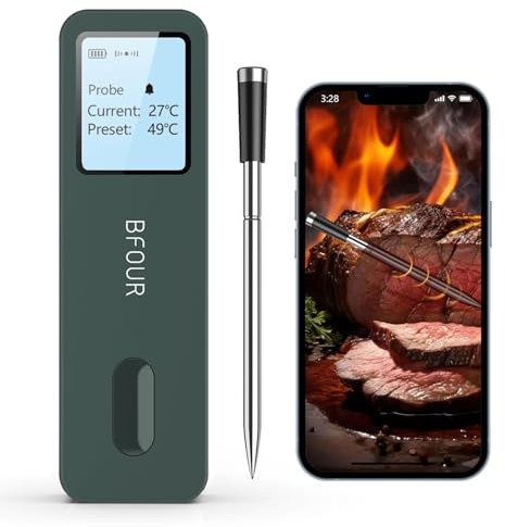 BFOUR Meat Thermometer with LCD Display,Wireless Meat Thermometer with Smart APP,for Oven Grill Kitchen BBQ Smoker
