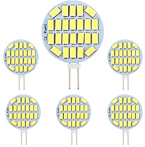 SCNNC Lampadina G4 LED 3W, AC/DC 12V-24V Non Dimmerabile 24 x 5730SMD 300LM Bianco Freddo 6000K, Equivalente Alogena 30W, Lampadina LED G4 12V per Illuminazione da Incasso, Armadio, Confezione da 6