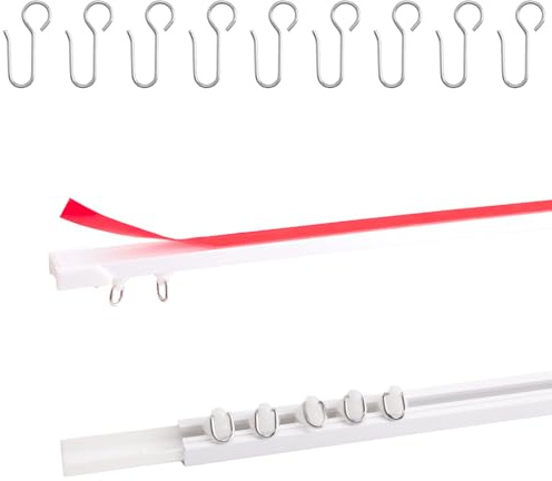 INCREWAY Barra para cortina de techo o pared, adhesivo para techo, divisor de habitación, sin taladro, sin tornillos, ganchos para cortinas de baño y ducha