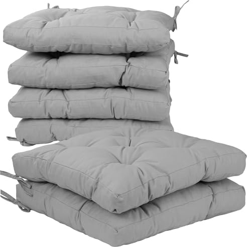 Viste tu hogar Pack 6 Cojines para Silla, 40x40x5 CM, Efecto Tridimensional, Relleno de 100% Poliéster, Ideal para Comedor, Terraza, Salón y Restaurante, Color Gris Claro, Fabricado en España