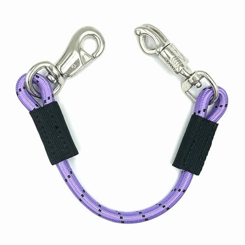 JA Horse Transport Elastik Anbinder Anbindestrick elastisch Gummianbinder Anbindekette mit Panikhaken und Bull snap für Reitsport Pferdeanhänger, Box und Stall (1, Lavender, 60 cm)