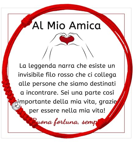 FANCIBAND Regali Amica Sorella Bracciale Filo Rosso, Braccialetti Amicizia Rossi Portafortuna Donna Regalo per Amica Compleanno Natale Regalo Anniversario Laurea Matrimonio
