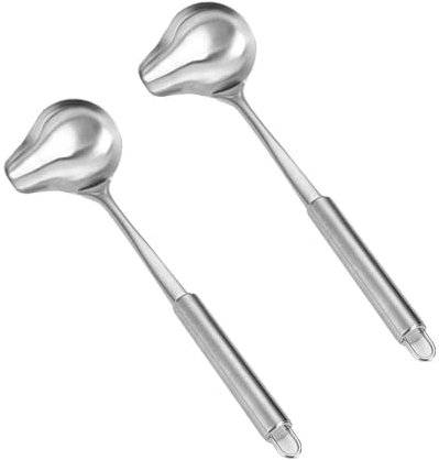 2 mestoli per salse con beccuccio, 30 cm, in acciaio inox, cucchiaio per salse con beccuccio, piccolo mestolo per salse, salse da zuppa, condimenti