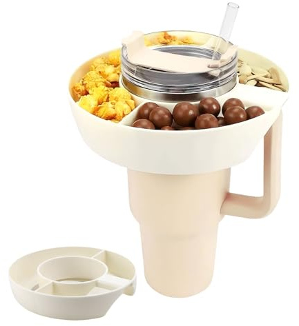 ZDNT Bol à Collation pour Stanley Coupe Gobelet de 40 oz avec poignée,Snack Bowl Silicone,Bol à collation pour Stanley Cup,Plateau à Collation à 3 Compartiments,Compatible avec Stanley Cup 40 oz