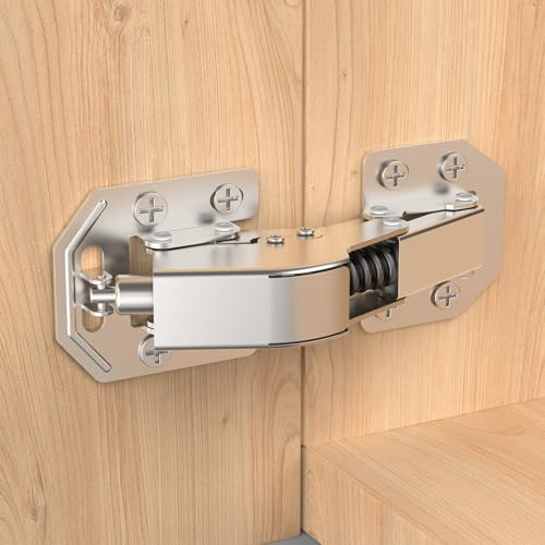 Furniware 4 Pack 90 Degree Soft Close Hinges, No Pre-Drilled Surface Mount, Frameless Hidden Concealed Easy Installation, Smooth Slow Closure, Self Closing for Kitchen Cabinets, Cupboard, Replacement