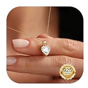 LOLIAS Collana Oro per Donne 925 Argento Sterling Cuore di Amore Collane delle Signore Collane con Cubic Zirconia Pendenti Gioielli Regalo per Donne Ragazze