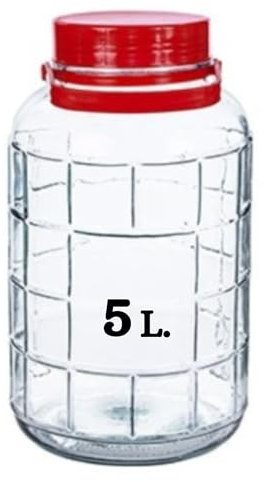 Bote de Cristal Grande con Asa de 5 Litros y Doble Tapa - Garrafa de Vidrio de 5 Litros con Asa - Perfecto para Alimentos Humedos y Secos, Encurtidos, Artículos - Bidón de Vidrio Resistente (1)