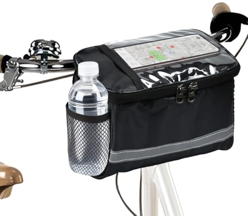 WEFHEF Lenkertasche Fahrrad, 4L Fahrradtasche Wasserdicht mit Transparentem PVC, Touchscreen-Freundlich, Fahrradkorb vorne Tasche Bikepacking Tasche mit Reflektierenden Streifen für Lenker Vorne