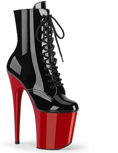 WDUDSUDUW Tacones Altos Sexy para Mujer, Botas Bajas de Tacón Aguja Plataforma De 20 Cm, Zapatos De Pole Dance de Cuero Brillante
