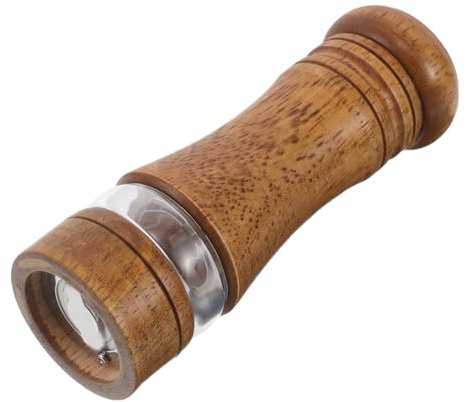 Mipcase Moulin à Poivre Manuel en Bois 15 Cm Réglable avec Bouteille Plastique Transparente Moulin Sel Poivre Cuisine Broyeur Fin et Grossier Rechargeable