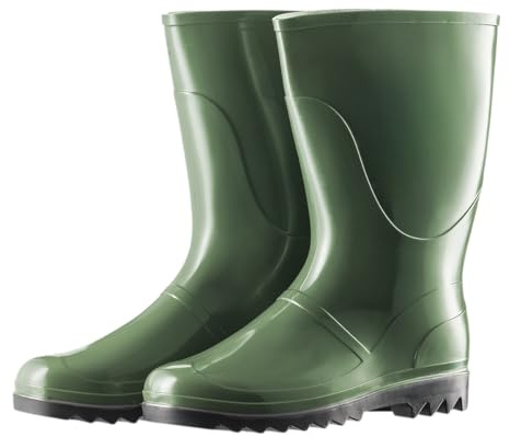 Alqbaio Bota de Goma para Agua Media Caña PVC Verde Oliva Antideslizante, Impermeable, Resistente y Ligera (38, Sistema tallas calzado EU, Adulto, Números, mediano, 38)