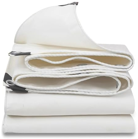 LWJQRSP Heavy Duty Waterproof Canvas Tarpaulin White FWAQll Thick Oxford Tarp Sheet Cover Ground Sheet Camping 2x5m (6.5ftx16.4ft)