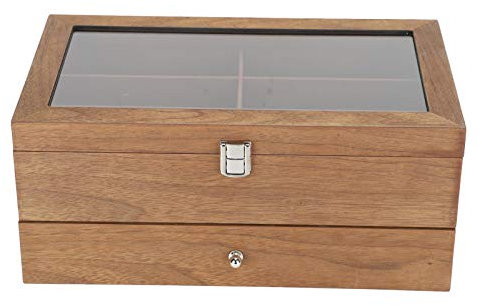Scatola per Occhiali da 12 Slot, Espositore per Occhiali, Vetrina per Occhiali in legno a Doppio Strato Scatola per Organizer Decorazione per Scatola in legno Scatola per Occhiali Vintage Scatola