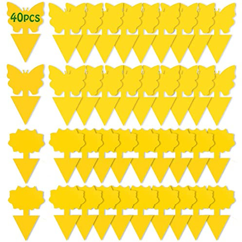 Fruit Fly Trap, 40 Pack Fruit Fly Killer Yellow Sticky Bug Insect Killer Double-sided Insect Catcher Sticky Bug Sticky Fruit Fly Killer for Houseplant Indoor and Outdoor