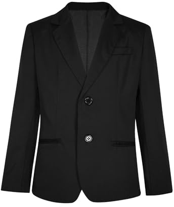 TSSOE Blazer Enfant Garçon Veste Cérémonie Soirée Cocktail Costume Slim Fit Élégant Manteau Vestons Mariage 3-14 Ans Noir B 11-12 Ans