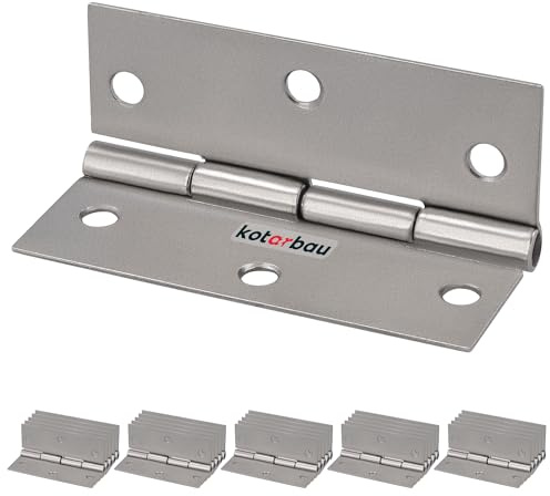 KOTARBAU® 25er Set Möbelscharnier 60 mm Möbelband Schrankscharnier Nickel Gerollte Scharniere Klappbar Klavierband Steckverbinder Kistenband Werkzeugkästen