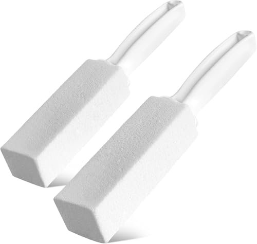 (2pack) UNOD White Cleaning Pumice Stone with Handle,Toilet Bowl Cleaner,Removing Hard Water Stain Ring。Clean up The Stains on Tiles, Bathrooms & Pools. (2, w)