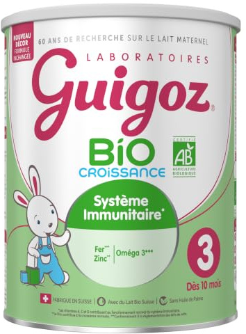 GUIGOZ BIO 3 Croissance - Lait de croissance en poudre de 10 mois à 3 ans - Boîte de 800g (Lot de 3)