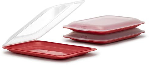 Tatay Porta Embutidos Fresh | Set de 3 Estándar | Tupper Embutido Nevera | Tapa Extraíble, Apilable | Apto Congelador, Microondas y Lavavajillas | Libre de BPA, 17 x 3,2 x 25,2 cm, Color Arandano