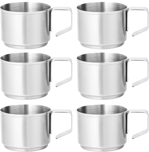 usefulbeauty 6 Pièces Tasse Expresso Inox - 128ml Tasses À Café À Double Paroi Isotherme - Tasse À Café Double Paroi Tasse À Boire En Métal Empilables | Pour Camping Extérieur Partie