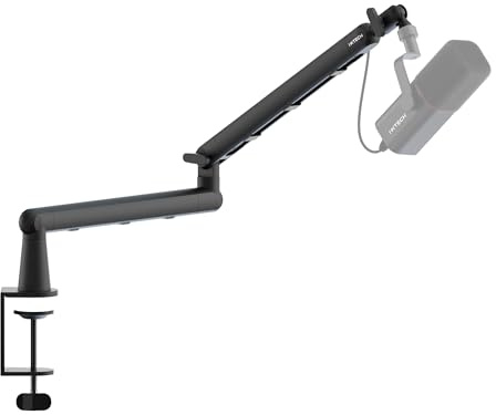 IXTECH Brazo de micrófono giratorio de 360° de perfil bajo, brazo de micrófono ajustable con columna de elevación desmontable y gestión de cables integrada para transmisión y grabación (VIPER)