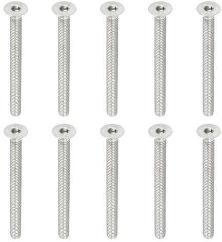 PATIKIL Tornillos de Cabeza Plana M6 x 70mm, 10Pcs Tornillos de Acero Inoxidable 304 18-8 Pernos Avellanados Planos, Sujetadores con Cabeza Hueca Hexagonal, Grado 6.8
