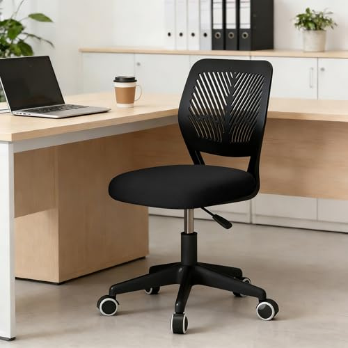 HDHNBA Adjustable Drafting Swivel Chair Home Office Chair Armless, Office Desk Chair Round Rolling Stool with Back