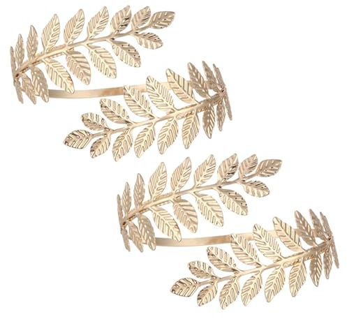 Lawnrden Bracciale da braccio con dea greca per donna, gioielli superiori avvolgenti con foglia, braccialetto aperto da sposa romano, regali di Natale (Oro, 2 pezzi), Bracciali