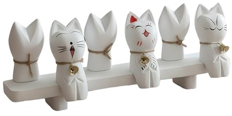 Frfik Piccole figure di gatto | Giocattoli in legno per gattini, ninnoli di gatto con campanellini, per adulti, donne, ragazzi, ragazze, famiglia, sala da lavoro, ufficio, negozio vacanze