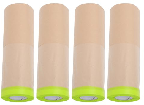 Gogogmee Rouleau de 4 Feuilles de Papier de Masquage en Kraft 30 CM X 12 M Film Protecteur Anti-Poussière Résistant à la Déchirure pour Peinture Automobile Meubles et Bricolage