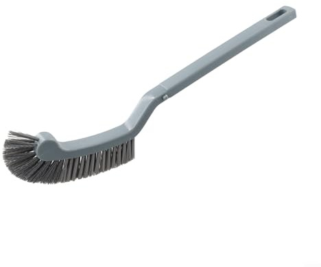 Escobilla de inodoro curvada de plástico con mango extendido para limpieza a fondo de borde y esquinas del inodoro en varios entornos de baño (gris)