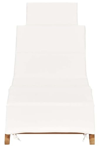 Gecheer Lettino prendisole pieghevole, con cuscino bianco crema in teak, per esterni