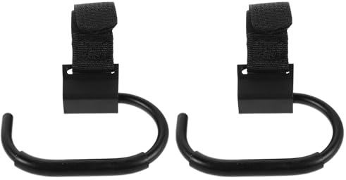 DECOMELODY Ganchos para Cochecito de Ñiño 2 Piezas, Gancho Giratorio 360° de Aleación Plástica Resistente, Color Negro, Soporte Multiusos para Bolsas y Carrito, Accesorios para Viajes al
