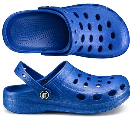 ESTRO Zuecos Niño Piscina Sandalias - Zuecos Cross Niño Sandalias Goma Niña Chanclas Playa Niña A03 (Azul, 33 EU)