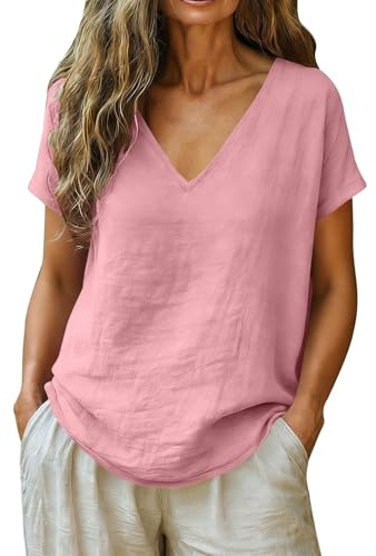 Générique Chemise à Carreaux Femme Chemisiers Femme Chemise Gaze De Coton Sleeve Moyenne Col V Carreaux PlisséE RéTro D'éTé Tunique Coton Et Lin