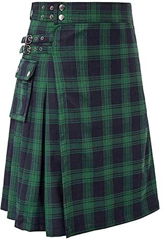Générique Kilt écossais pour Homme Kilt Utilitaire Tartan Traditionnel des Highlands Jupe à Carreaux avec Poches Traditionnelle Médiévale Écosse Jupe Plissée Vêtements Steampunk