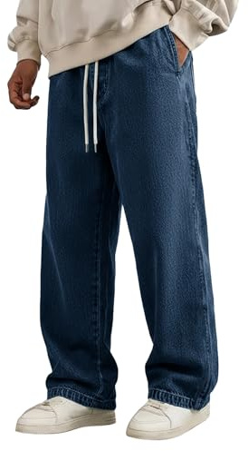 Herr lös passform stretch jeans – dragsko midja män jeans