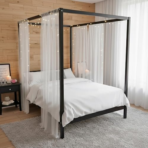 WEBER INDUSTRIES Lit Double à baldaquin Romance 140x190 / Noir