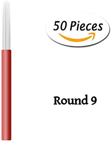 Xiaoyu rond microblading aiguilles, aiguille manuelle fog needle eyebrow tatouage stylo pour le maquillage permanent, 50PCS, 9R