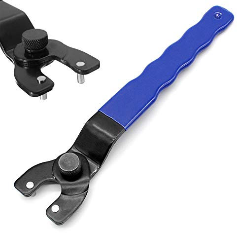D-Orange Clé à Molette de Meuleuse D'angle Clé à Broche Réglable 10 à 47 mm Réglable Clé Clé en Plastique Poignée Accueil Outil de Réparation de Clé, 2 Dents, 190 mm, Bleu et Noir