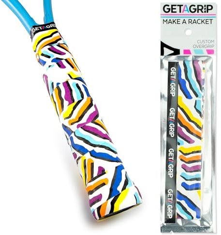 GET A GRIP - Personalisiertes Tennisschläger Übergriffband - Rutschfestes Tennis Overgrip, Griffband für Padel, Badminton, Squashschläger - Anti-Schweiß (Serve & Vibe, 1 Griff)