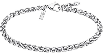 LOTUS STYLE Pulsera Hombre Acero Inoxidable 316L Brazalete de Diseño Sofisticado, Confortable y Resistente al Agua - Cadena - Pulseras Hombre - Plateada 205.00 mm LS2222-2/1 - Ideal para Regalo