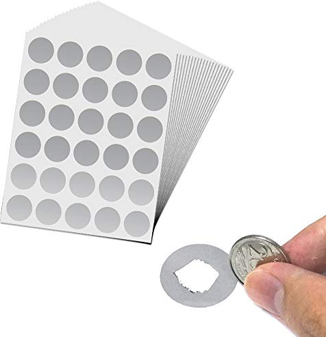 900 piezas, 25mm, Tarjeta Rasca Pegatinas, Scratch Sticker - Plata Circulo