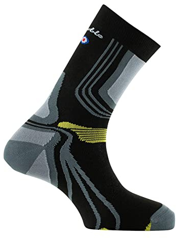 Thyo - Mi-chaussettes La Double® Trek en fils recyclés - couleur - Noir jaune - Pointure - 41-42
