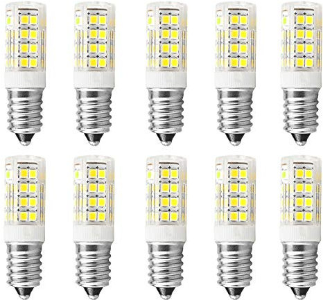 Jiotouhu E14 LED Birne Kaltweiß, 4W E14 Lampe 6000K Kühlschranklampe Ersatz für 40W Glühlampe, 400LM, AC 220-240V, für Dunstabzugshaube Nähmaschine Wohnzimmer, Nicht Dimmbar, 10er Pack