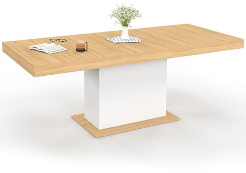 IDMarket - Ausziehbarer Esstisch Rechteck Eden 6-10 Personen Holz und Weiß 160-200 cm