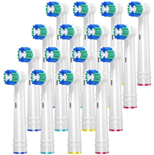 REDTRON Ersatzbürstenköpfe für Oral B, 16 Pack elektrische Zahnbürstenköpfe für Oral B Braun, Classic Precision Clean Bürstenköpfe Fit Professional Care, Vitality Pro Smart Genius Series und mehr,Weiß