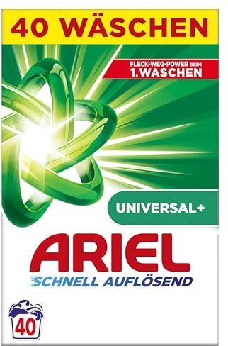 Ariel Schnell Auflösendes Pulverwaschmittel Universal+ 2.4 kg, 40 Waschladungen, Ausgezeichnete Fleckenentfernung